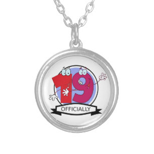 Officially 19 Birthday Banner Silver Plated Necklace