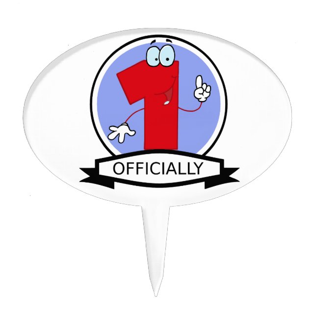 Officially 1 Birthday Banner Cake Topper (Front)