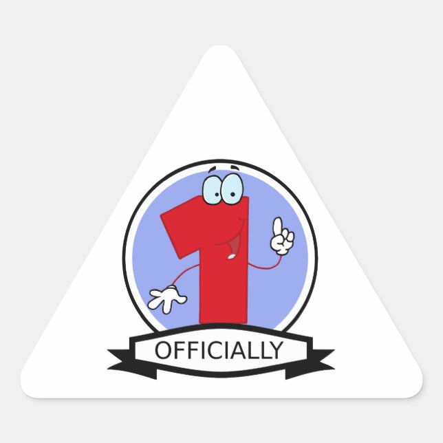 Officially 1 Birthday Banner Triangle Sticker (Front)