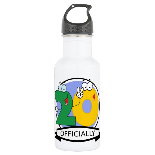 Officially 20 Birthday Banner Water Bottle (Front)