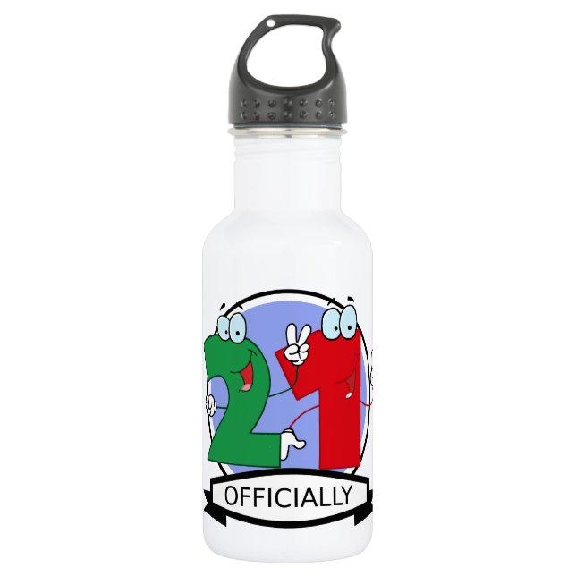 Officially 21 Birthday Banner Stainless Steel Water Bottle (Front)