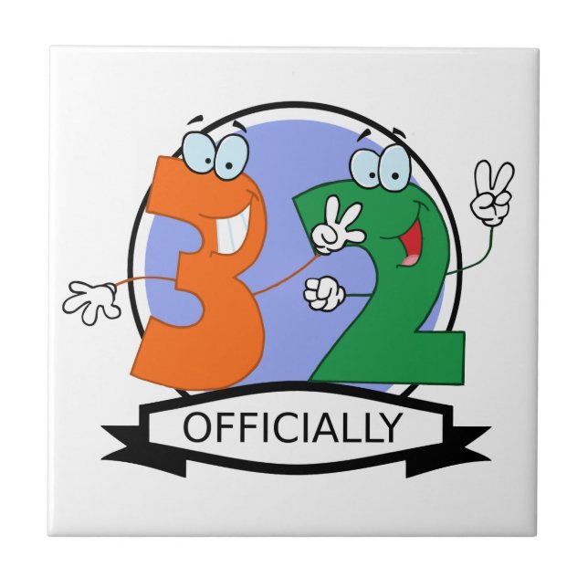 Officially 32 Birthday Logo Tile (Front)