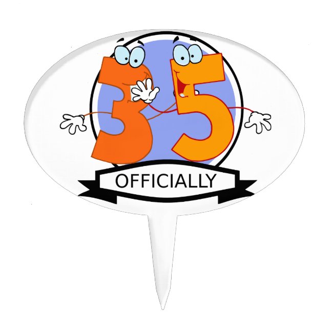 Officially 35 Birthday Logo Cake Topper (Front)