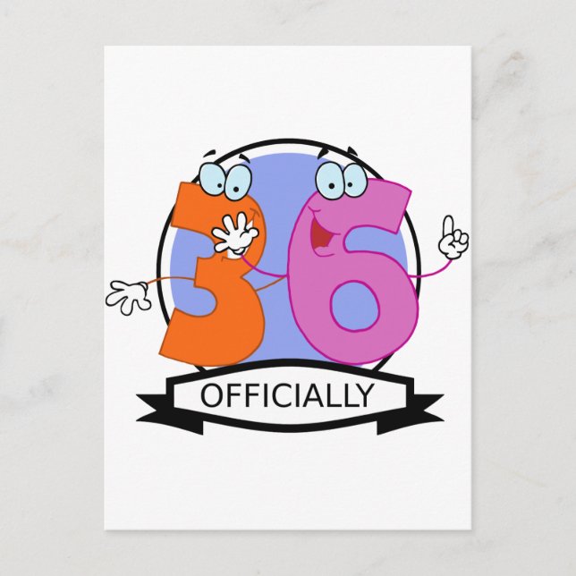 Officially 36 Birthday Banner Postcard (Front)