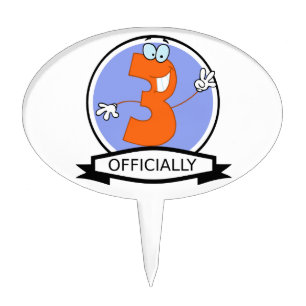 Officially 3 Birthday Logo Cake Topper