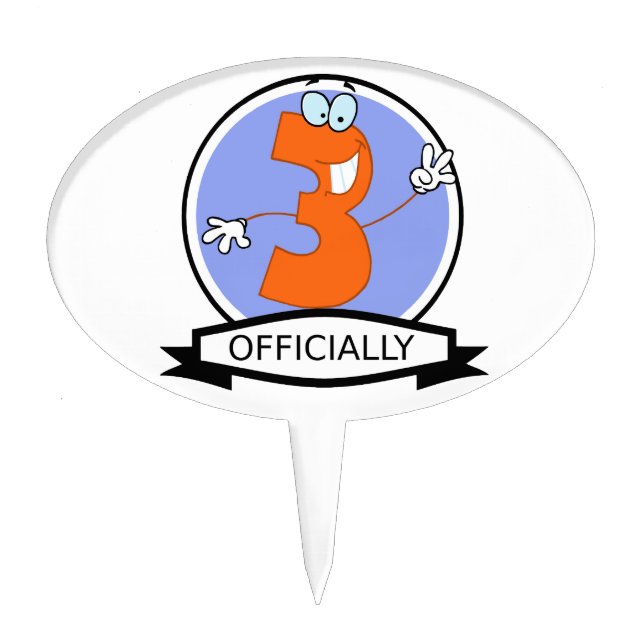 Officially 3 Birthday Logo Cake Topper (Front)