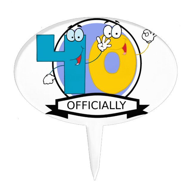 Officially 40 Birthday Banner Cake Topper (Front)