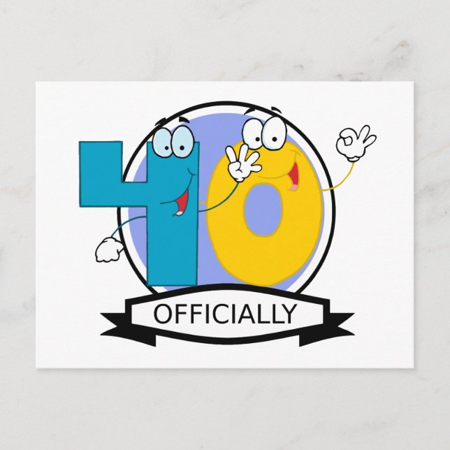 Officially 40 Birthday Logo Postcard (Front)