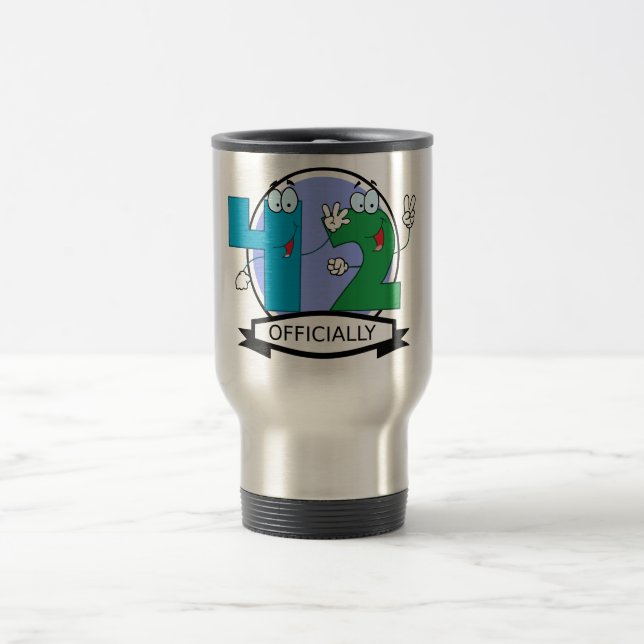 Officially 42 Birthday Banner Travel Mug (Center)