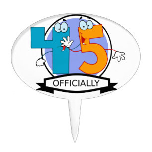 Officially 45 Birthday Banner Cake Topper