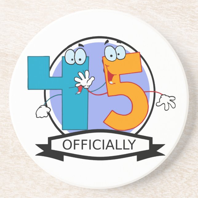 Officially 45 Birthday Banner Drink Coaster (Front)