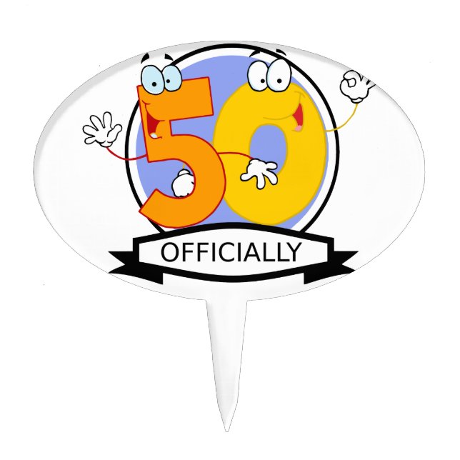 Officially 50 Birthday Banner Cake Topper (Front)