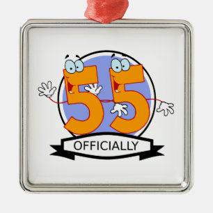 Officially 55 Birthday Banner Metal Ornament