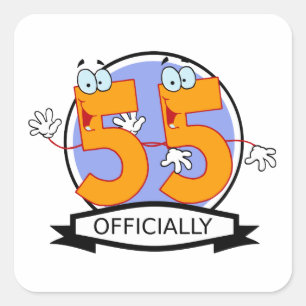 Officially 55 Birthday Banner Square Sticker