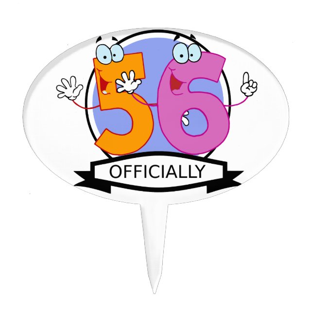 Officially 56 Birthday Banner Cake Topper (Front)