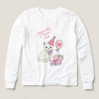 Officially 5 Years Old Cute Cat Girls Birthday T-S Tri-Blend Shirts