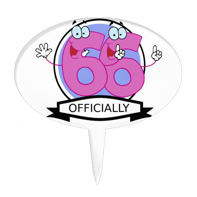 Officially 66 Birthday Banner Cake Topper (Front)