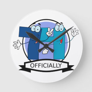 Officially 74 Birthday Logo Round Clock