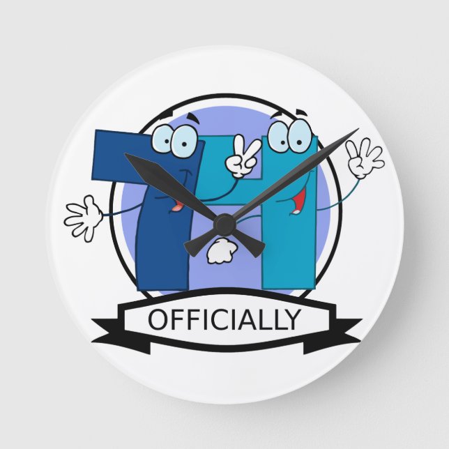Officially 74 Birthday Logo Round Clock (Front)