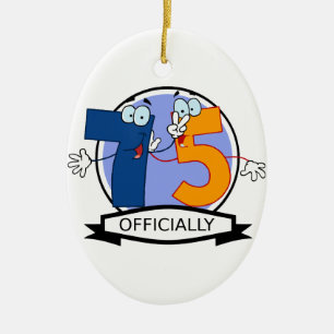 Officially 75 Birthday Banner Ceramic Ornament