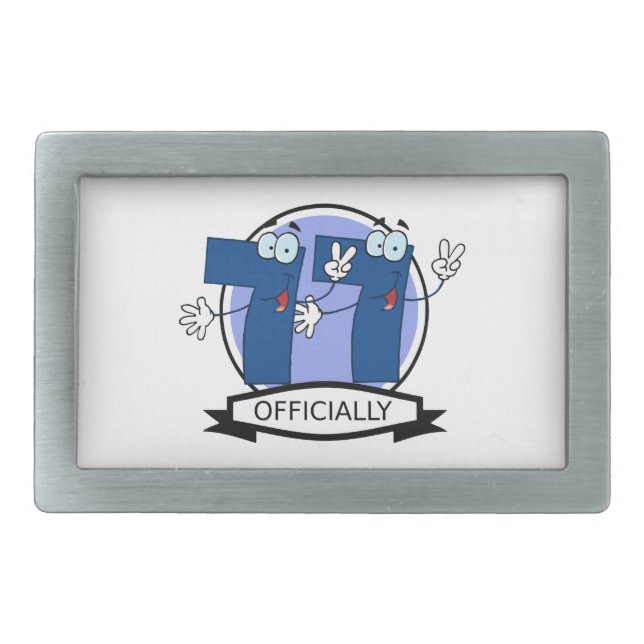 Officially 77 Birthday Banner Rectangular Belt Buckle (Front)