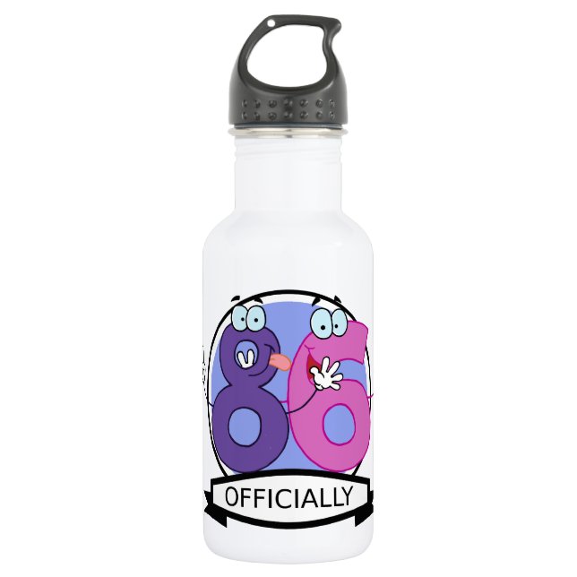 Officially 86 Birthday Banner Water Bottle (Front)