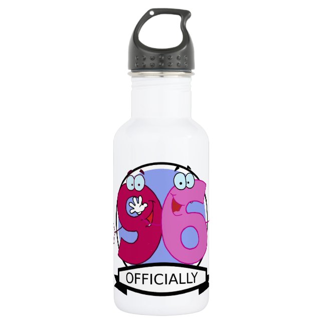 Officially 96 Birthday Banner Water Bottle (Front)