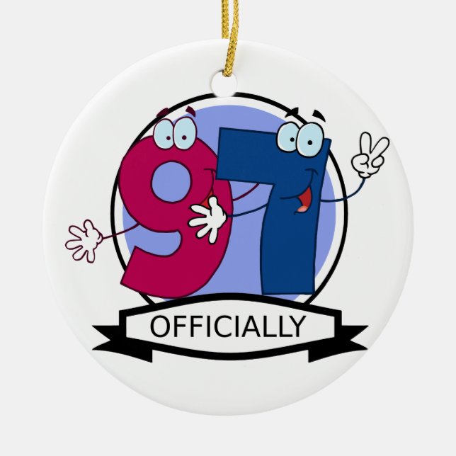 Officially 97 Birthday Banner Ceramic Ornament (Front)