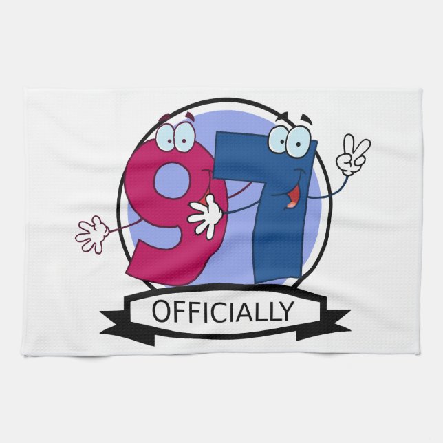 Officially 97 Birthday Banner Kitchen Towel (Horizontal)