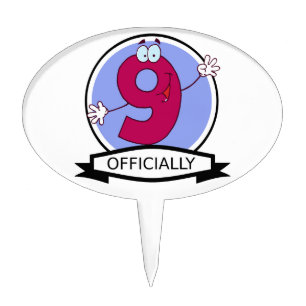 Officially 9 Birthday Banner Cake Topper