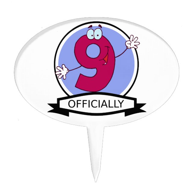 Officially 9 Birthday Banner Cake Topper (Front)