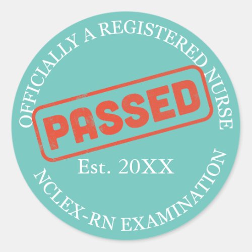 officially a registered nurse _ passed nclex_rn classic round sticker