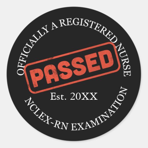 officially a registered nurse _ passed nclex_rn classic round sticker