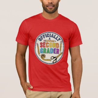 Officially A Second Grader - School Supplies Badge T-Shirt