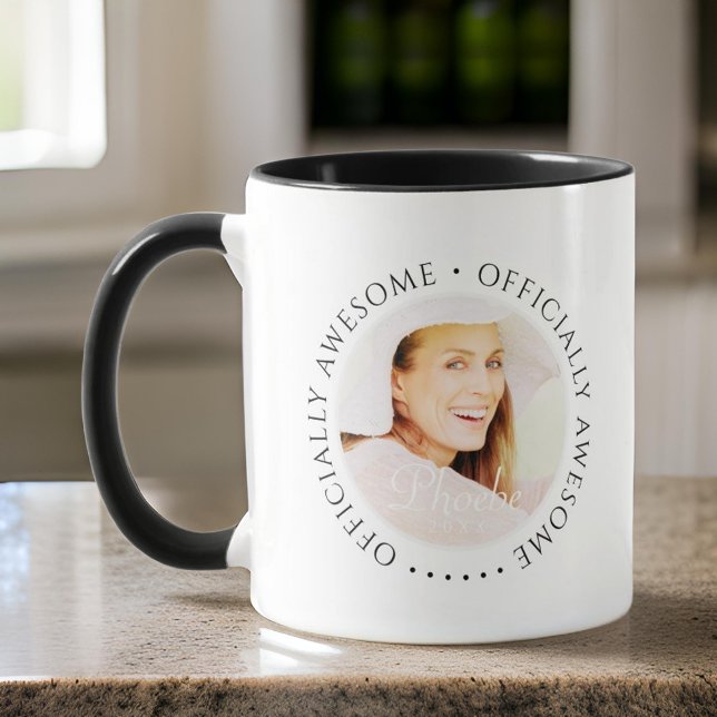 Officially Awesome Modern Simple Birthday Photo Mug (Creator Uploaded)