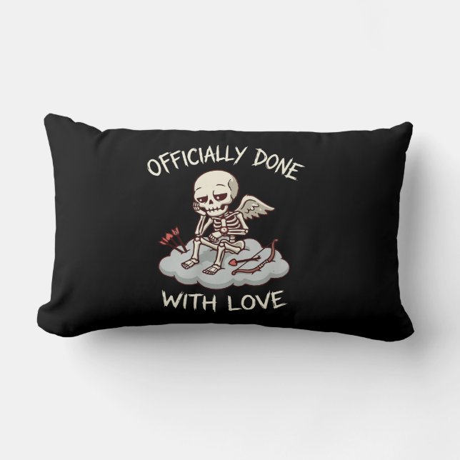 Officially Done With Love Skeleton Cupid Design Lumbar Pillow (Front)