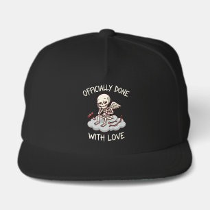 Officially Done With Love Skeleton Cupid Design Snap Back Hat