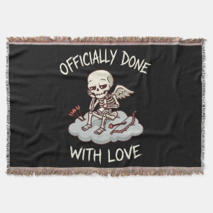 Officially Done With Love Skeleton Cupid Design Throw Blanket