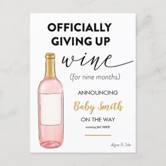 Officially Giving Up Wine Funny Pregnancy Announcement Postcard
