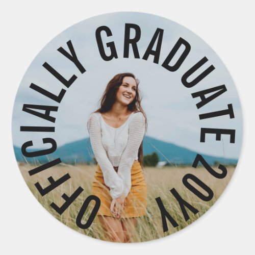 Officially Graduate Add Your Photo Custom  Classic Round Sticker