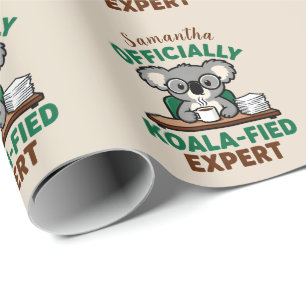 Officially Koala-fied Expert Funny Coffee Pun Wrapping Paper