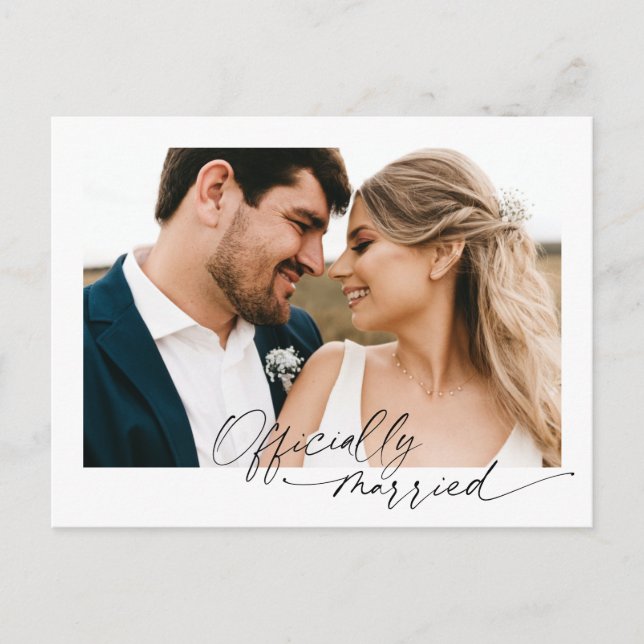 Officially Married Wedding Announcement Elopement Postcard (Front)