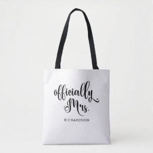Officially Mrs   New Bride Personalized Tote Bag