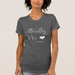 Officially Mrs   New Bride with Heart   Dark T-Shirt