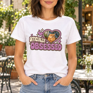 Officially Obsessed Custom Cat Photo Retro T-Shirt