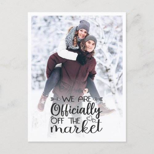 Officially off the market engagement save the date postcard