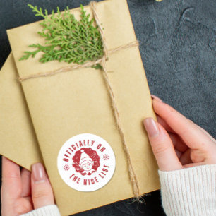 Officially on the Nice List elf Christmas gift  Classic Round Sticker