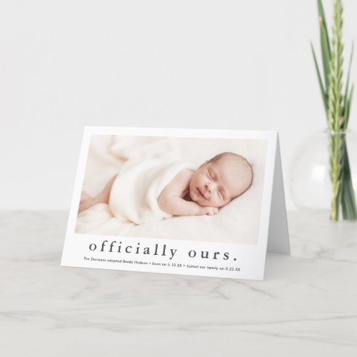 Officially Ours Minimal Photo Adoption Announcement