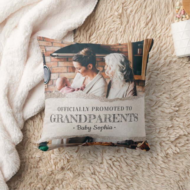 Officially Promoted to Grandparents Gift Keepsake Throw Pillow (Blanket)