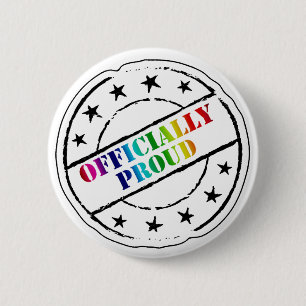 "Officially Proud" gay pride Button